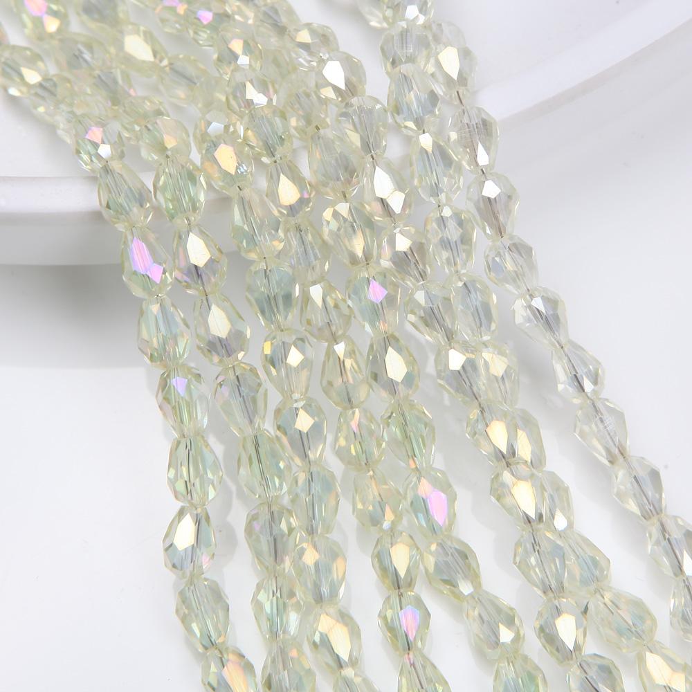 1 Strand 8x12mm Spacer Water Drop Beads AB Shine Glass Crystal Beads Bracelets for Women Accessory Beads for Jewelry Making