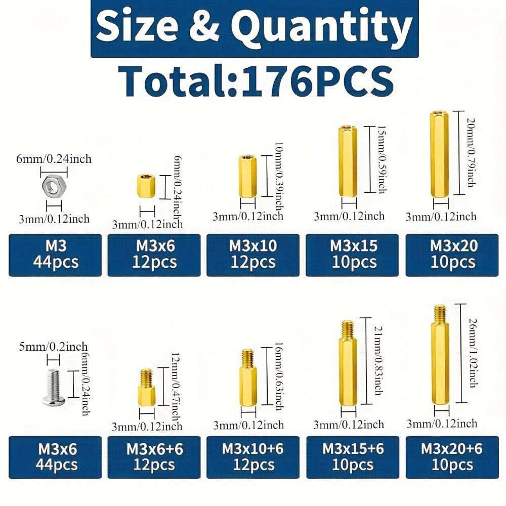 Hex Male-Female Motherboard Standoffs Brass Material Nuts Kit Laptop Screws  PCB Assembly