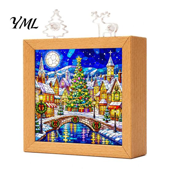 Artistic Bedtime Atmosphere Lamp DIY Acrylic Puzzle LED Night Light, Christmas Town Jigsaw Lamp, Hand Modern Home Illumination Decor Assembled