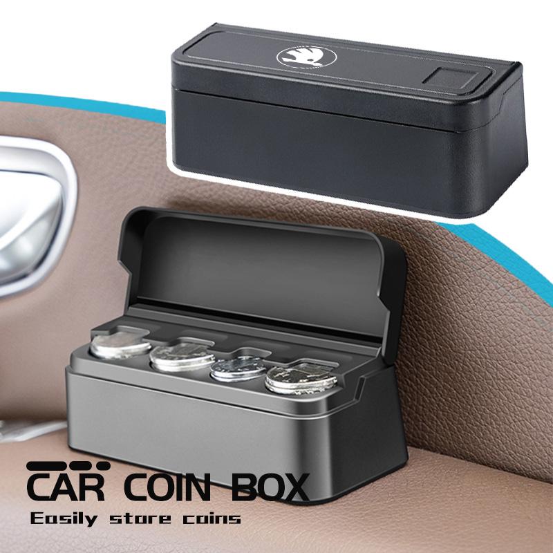 Black Car Coin Organizer Case Money Storage Box Coin Container Wallet Organizer Holder For Skoda octavia a5 a4 mk1 2 fabia