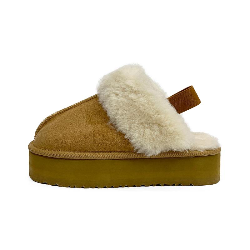 Fashion Winter Women Fur Slippers Warm Boots Platform Flip Flops 2024 New Short Plush Flats Home Cotton Shoes Suede Mules Ladies Boots