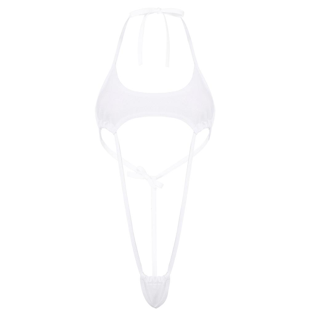 Женский цельный купальник-бикини с лямкой на шее, боди-стринги с завязками на шее