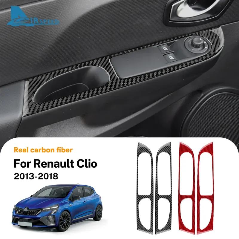 Настоящая мягкая карбоновая наклейка для Renault Clio 3 2013 2014 2015 2016 2017 2018 LHD RHD Автомобиль Кнопка переднего окна Внутренняя внешняя отделка
