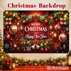 1pc Merry Christmas Backdrop Exquisite Polyester Hanging Banner Christmas Navidad Photo Decor for Home New Year Background Decor