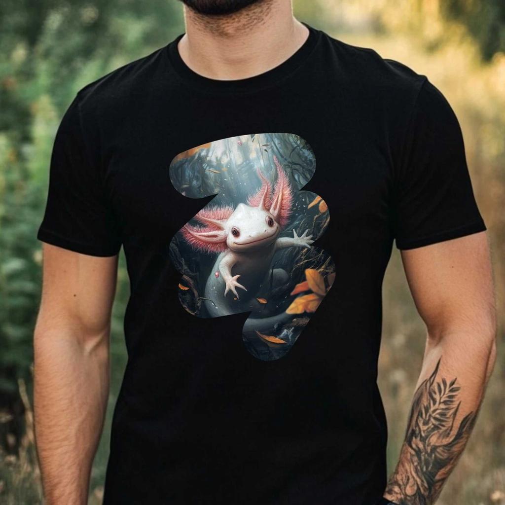 T-Shirt Herren Axolotl Illustration Motiv Baumwolle Größe XS bis 5XL