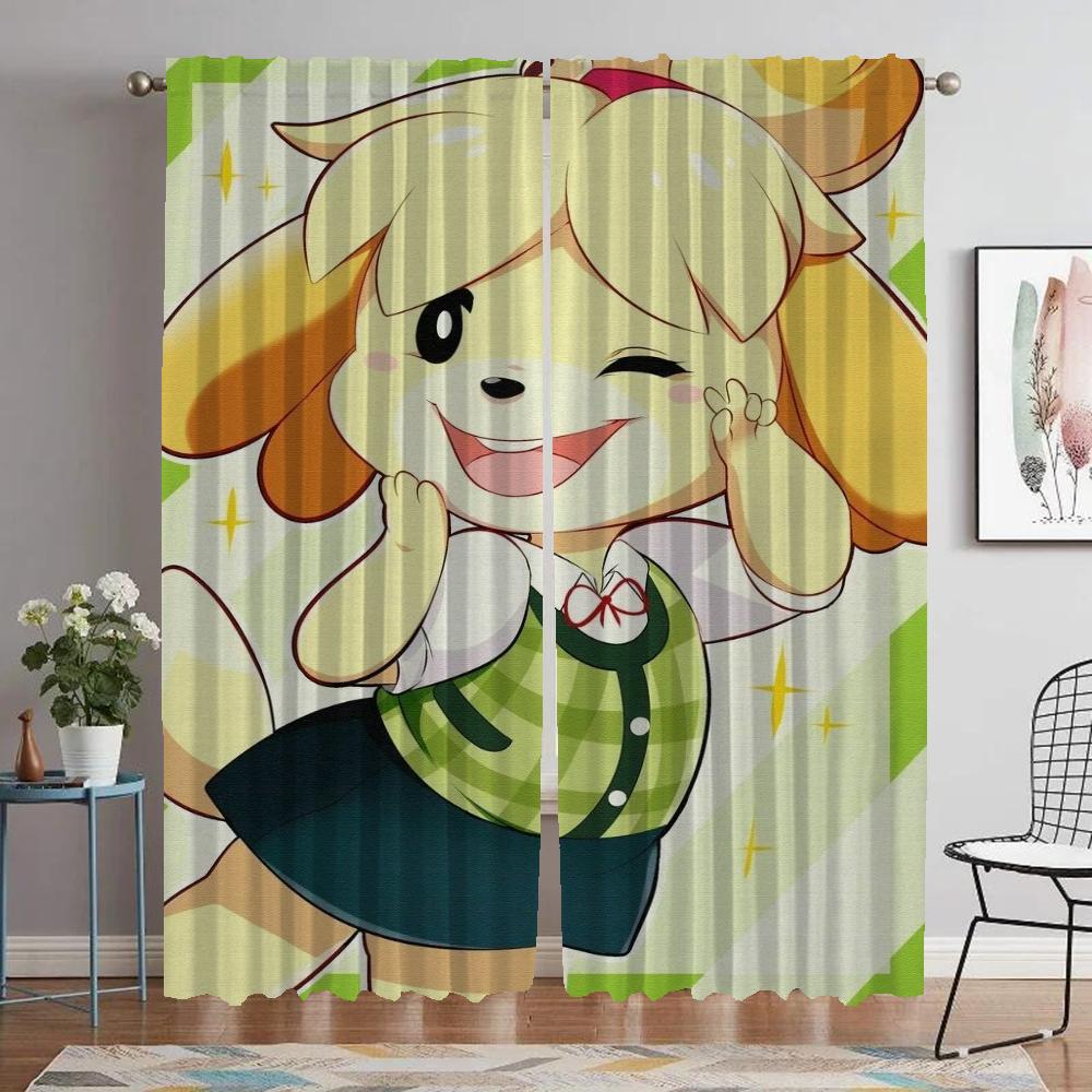 Animal Crossing Elegant Room Curtains 2 Pieces Home Interior Curtains for Living Room Partition Tulle for Bedroom Shades Curtain