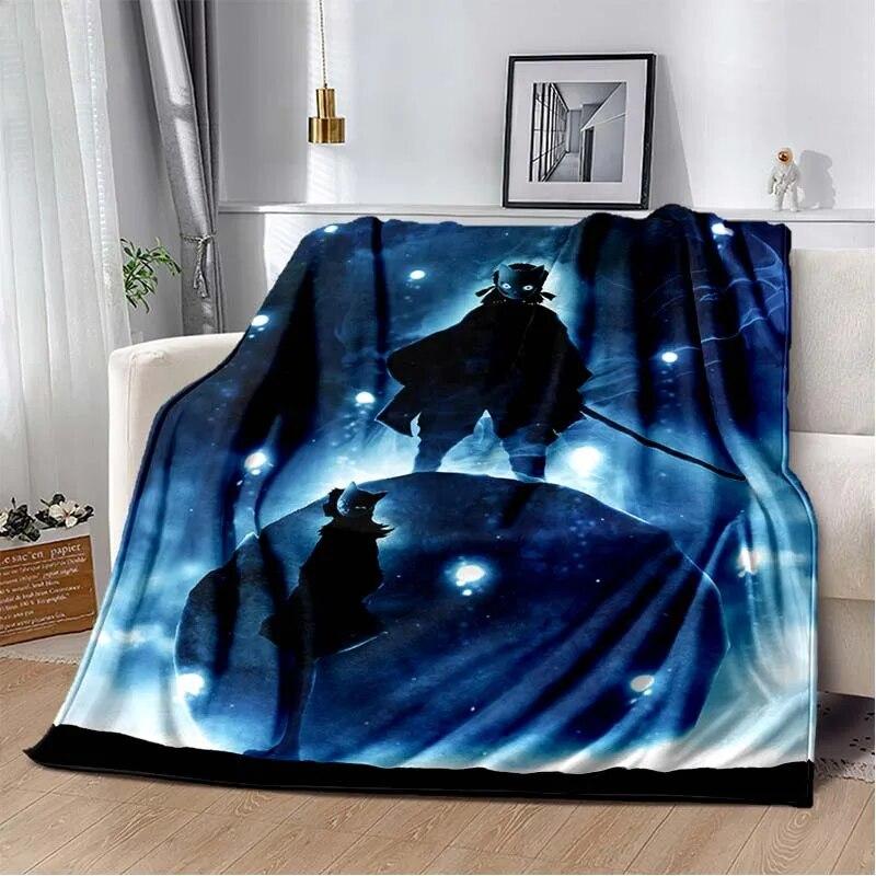 Модное одеяло Demon Slayer-легкое фланелевое покрывало для дивана и кровати, одеяло с цифровой печатью из мягкой фланелевой ткани с червями