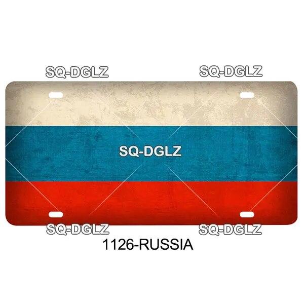 [SQ-DGLZ]P-S Country Flag 15x30cm Plate Metal Sign Vintage Tin Sign Wall Decor For Club Travel Poster Saudi Arabia/Russia