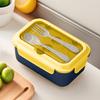 Insulated  sealed  portable partitioned lunch box with microwave heating capability  blue