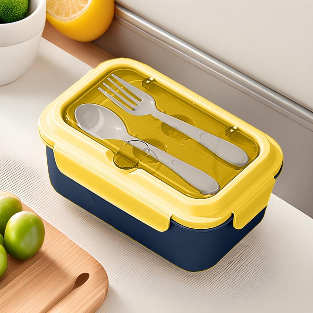Insulated sealed portable partitioned lunch box with microwave heating capability blue