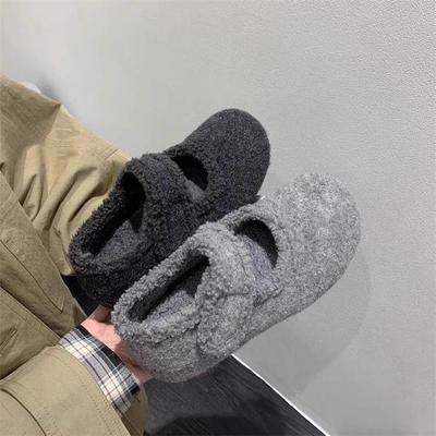 Женские пушистые бархатные туфли Мэри Джейн с теплой толстой мягкой подошвой и высокой платформой