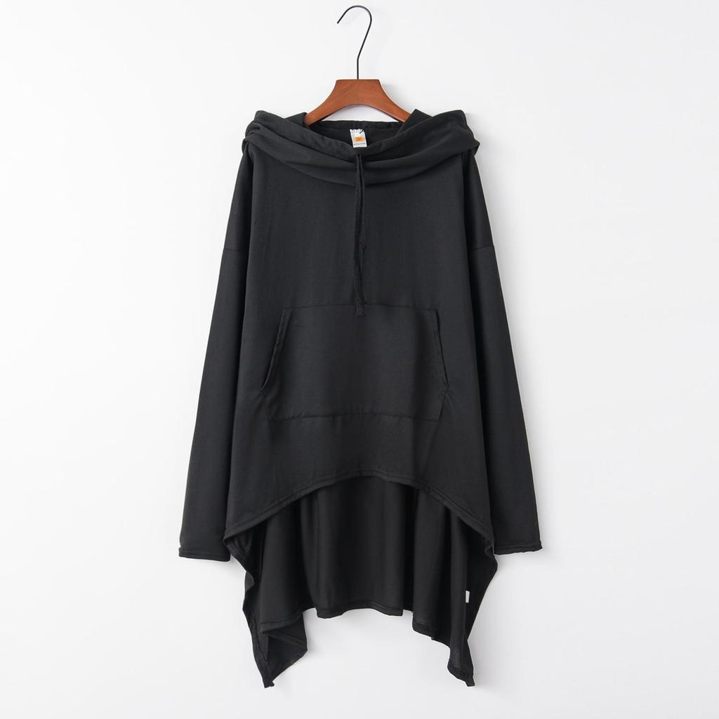 2023 Осень/Зима Европейский и Американский Однотонный Длинный Худи с Капюшоном