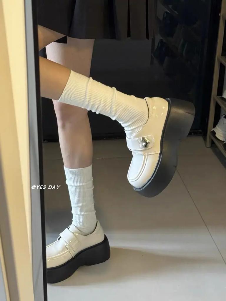 Fashion Round Toe Platform Gothic Loafers with Medium Heels Shoes for Women Woman Pumps Japanese Style Lolita Mary Jane Summer 2025 Shoe