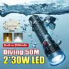IPX8 Waterproof Warm and White Light Diving Flashlight Type-C Charging Powerful 2*LED Scuba Diving Torch Underwater Lantern