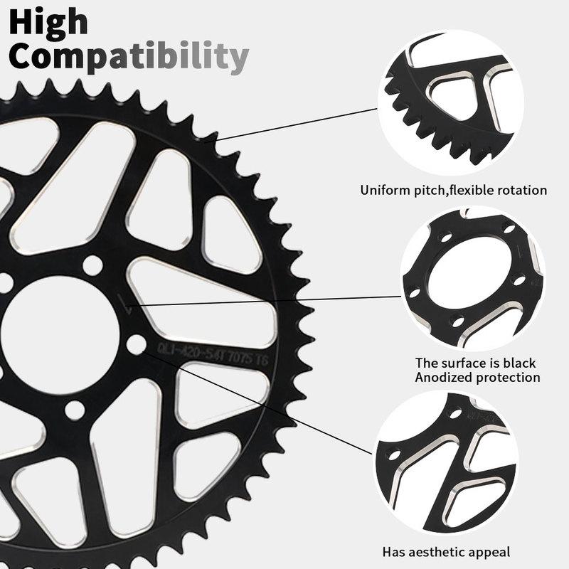 Motorcycle 48T 54T 60T 7075 Aviation Aluminum Alloy Rear Chain Sprocket For Surron Sur-Ron Sur Ron Lightbee X S Segway X160 X260
