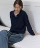 OURHOPE Essential Button Collar Knit - Navy