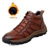 Fashion Italian Genuine Leather Men Casual Shoes Luxury Brand Fashion High Top Sneakers Shoes Winter Warm Men Outdoor Non-Slip Boots