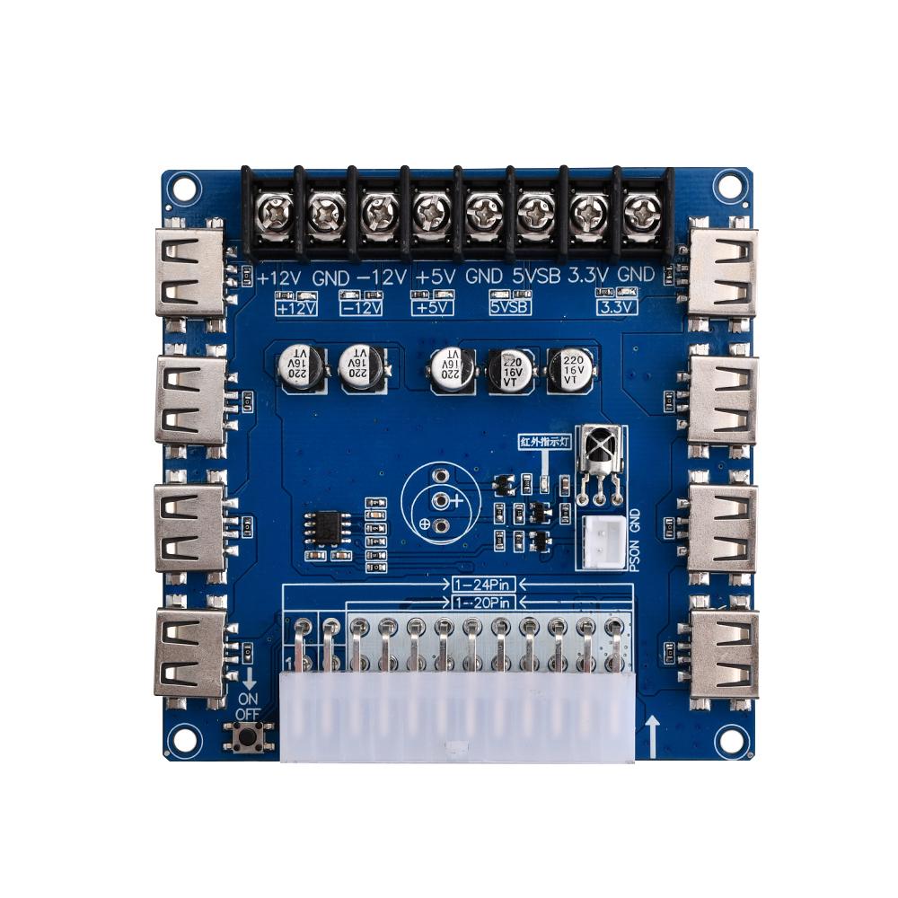 24 Pins ATX Power Supply Breakout Board and Acrylic Case Kit Module Adapter Power Connector Support 3.3V/5V/12V 1.8V-10.8V(ADJ)