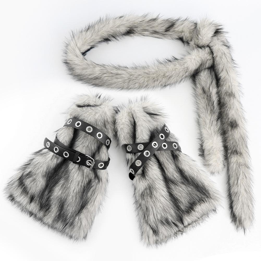Autumn And Winter Leg Warmers Medium Long Tube Subcultural Plush Belt, Spice Girl Long Waist Chain Punk Style Props