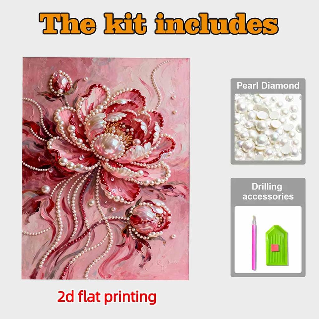 Кристальная Жемчужная Живопись 5D DIY Рамка Декорация Картина Красный Пион Домашняя Настенная Декорация Прозрачный Жемчужный Камень Картина Изображение Художественные Поделки