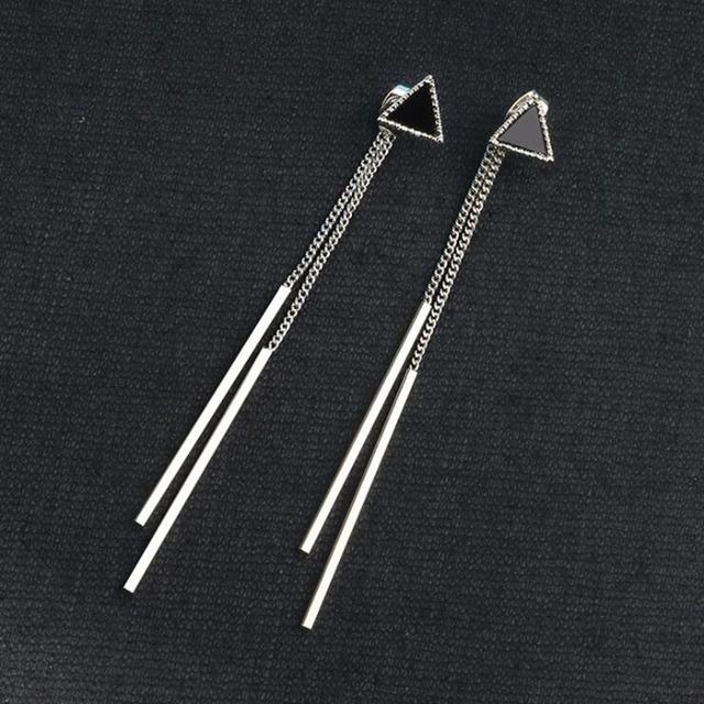 Новые геометрические треугольные длинные серьги-капли с кисточками для женщин в минималистичном стиле, длинные висячие серьги Oorbellen