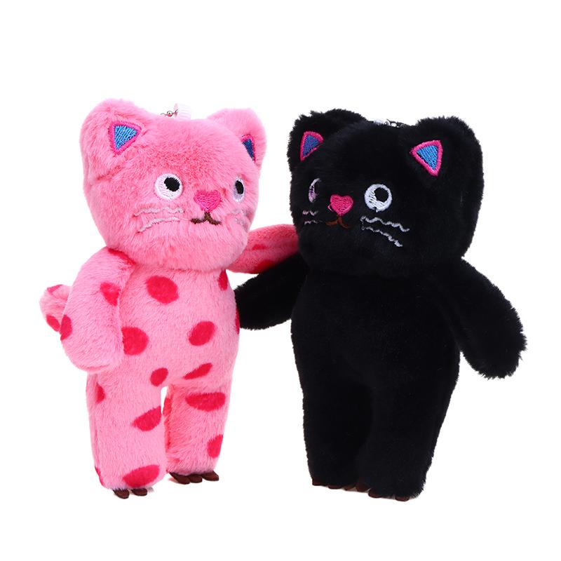 Cute Cat Keychain Plush Doll Toys Pendant Cartoon Little Black Cat Kitten Keyring Pendant Backpack Charms Bag Decor Child Gifts