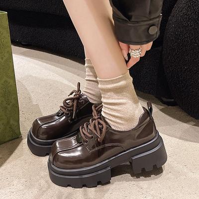 Британские маленькие кожаные туфли женские весенне-осенние новые на высокой платформе одинарные туфли ретро универсальная мода