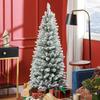 Snowy Artificial Christmas Tree 150cm with 317 Branches and Metal Stand, Green Christmas Tree for Indoor Living Room