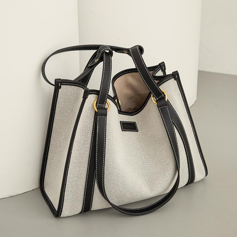 VENOF Большая вместительная женская сумка через плечо 2025 года, модная высококачественная сумка-шоппер из холста для поездок на работу, новая роскошная большая сумка для женщин