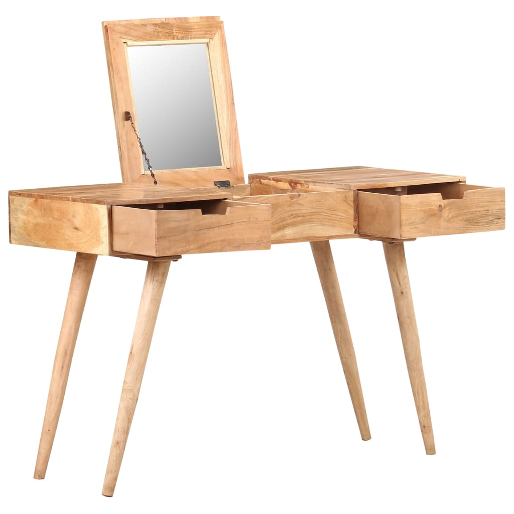 Makeup Table with Mirror 112 x 45 x 76 cm Solid Acacia Wood