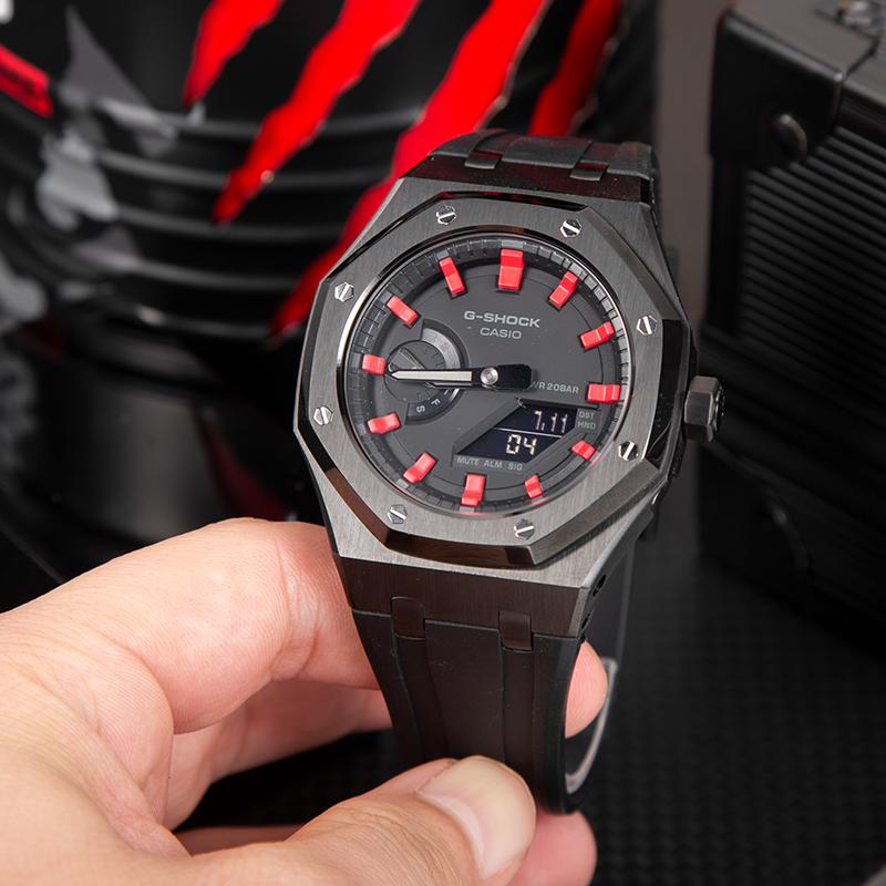 Casio Унисекс Жидкокристаллический/Аналоговый Двойной Дисплей Серия 44,5 мм Черные Часы GA-2100-1A1(Команда788--)
