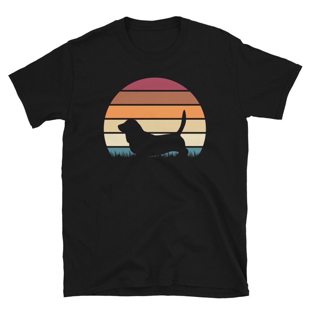 Retro Vintage Sunset Dog Pet Lover Basset Hound Short-Sleeve Unisex T-Shirt