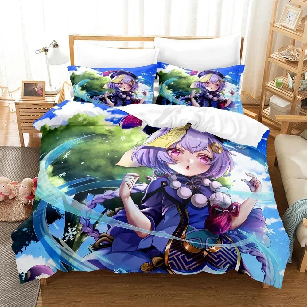 3D Print Cartoon Bedding Set Genshin Impact Game Printed Duvet Cover Pillowcase Single Double Queen Super King Size Sets