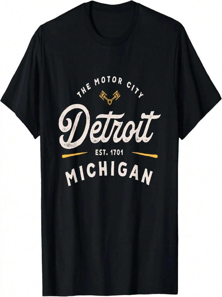 Rustic Motor City Classic Detroit Michigan 1701 USA Gift T-Shirt