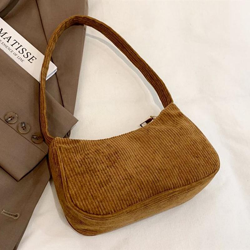 Corduroy Underarm Bag Casual Women Shoulder Bags Travel Armpit Shopping Pouch Phone Pouch Zipper Female Handbag Clutch
