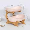 3-Tier Ceramic Fruit Tray With Bamboo Stand Modern Nordic Snack Server Kitchen Dining Table