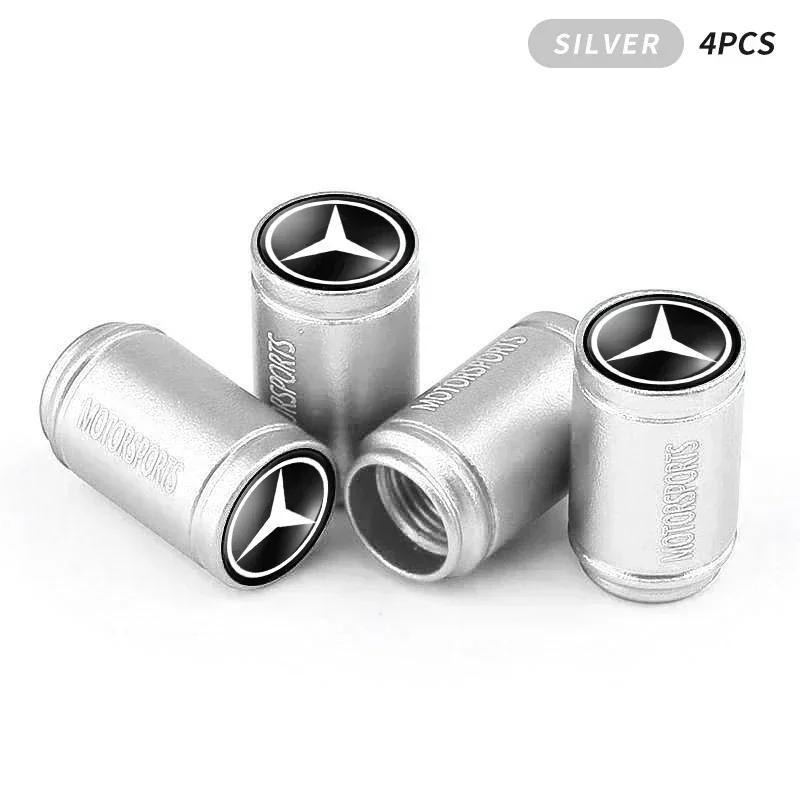 4Pcs 3D Metal Car Wheel Tire Valve Stem Caps Accessories for Mercedes benz W203 W204 W205 W210 W211 W212 W463 W464 W164 W176 CLA KIY7