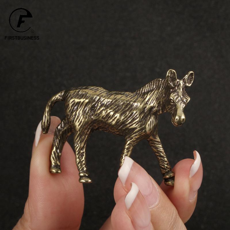 Маленькая фигурка осла из латуни, античная медь, животное Equus Asinus, миниатюрные фигурки, аксессуары для украшения дома и рабочего стола