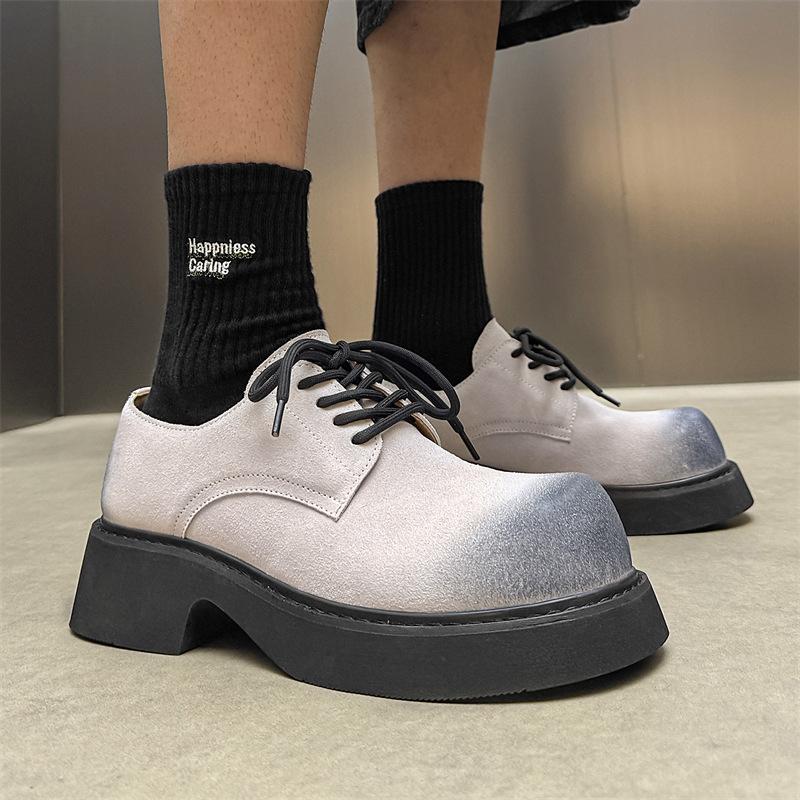 Туфли с большой головой мужские туфли трендовые черные нишевые Микки с высоким чувством дерби на толстой подошве с увеличением роста хулиганские красивые 9522-H