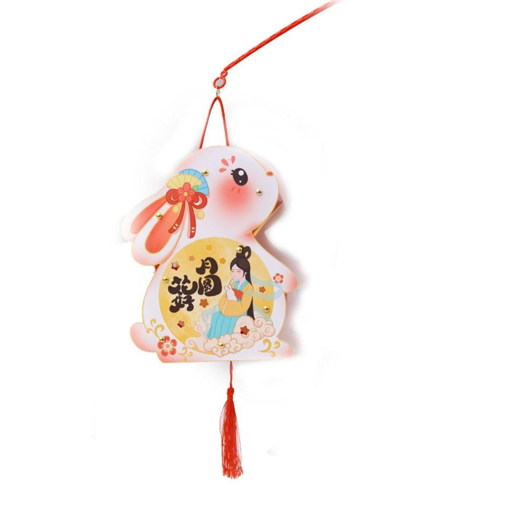 Chinese Mid-Autumn Festival Lantern DIY Handmade Light-Up Bunny Lantern Hanfu Accessories