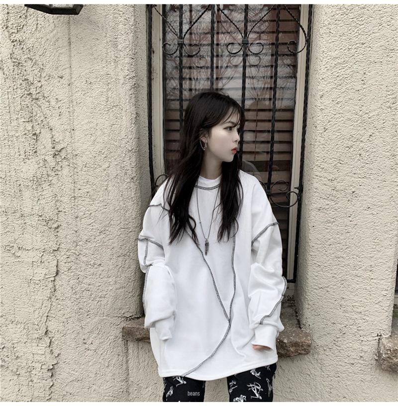 Корейский осенний женский свободный свитер с круглым вырезом 2024 года — модная, легкая, с длинными рукавами, студенческая верхняя одежда