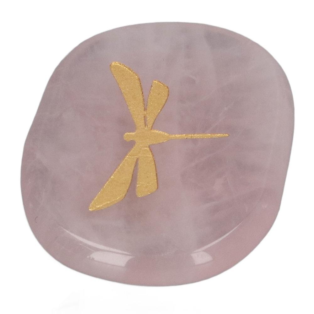 Gold Worry Stone Carved Dragonfly Balance Stone Hardwearing Palm Stone Home Office