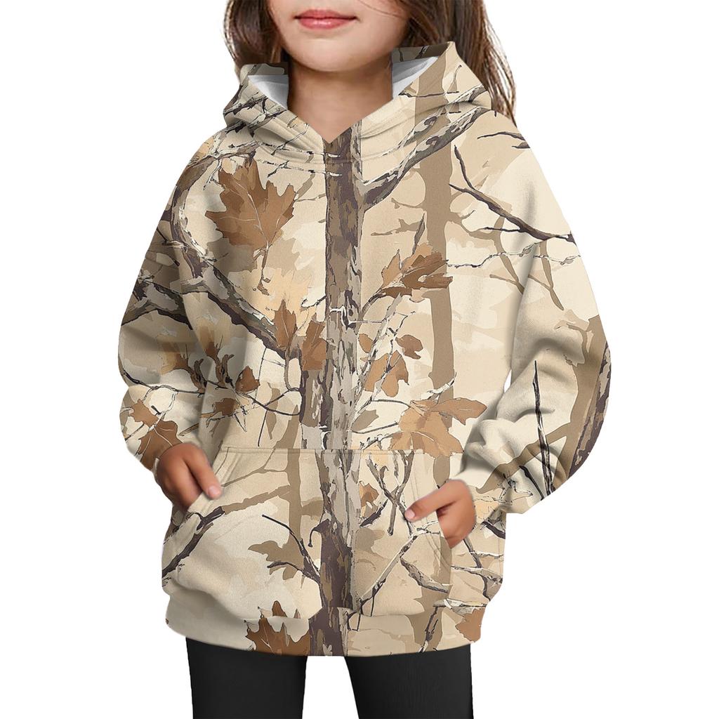 Girls' Hooded Tie- Sweatshirt - Pullover Print Top
