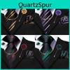 Striped Fashion Mens Black Golden Tie Silk Necktie Cufflinks Handkerchief Cufflinks Tie Chain Brooch For Wedding Business