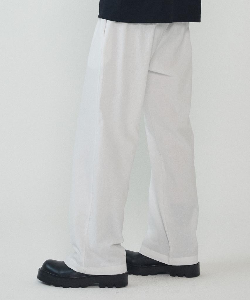 ANALOG MOOD Linen Cotton Semi-Wide Pants (White)