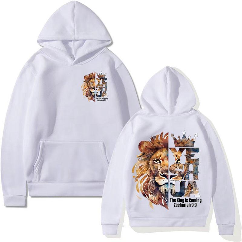 Lion Yeshua Crown Christian Apparel Hoodies Bible Verse Harajuku Aesthetic Sweatshirts Men Women Gothic Casual Hoodie Streetwear