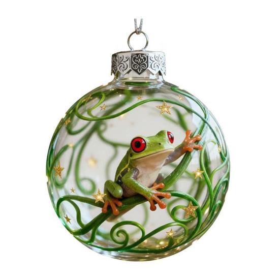 Лягушка Рождественское украшение Акриловые украшения на елку с подвесной веревкой Праздничный праздничный декор для дома и вечеринки