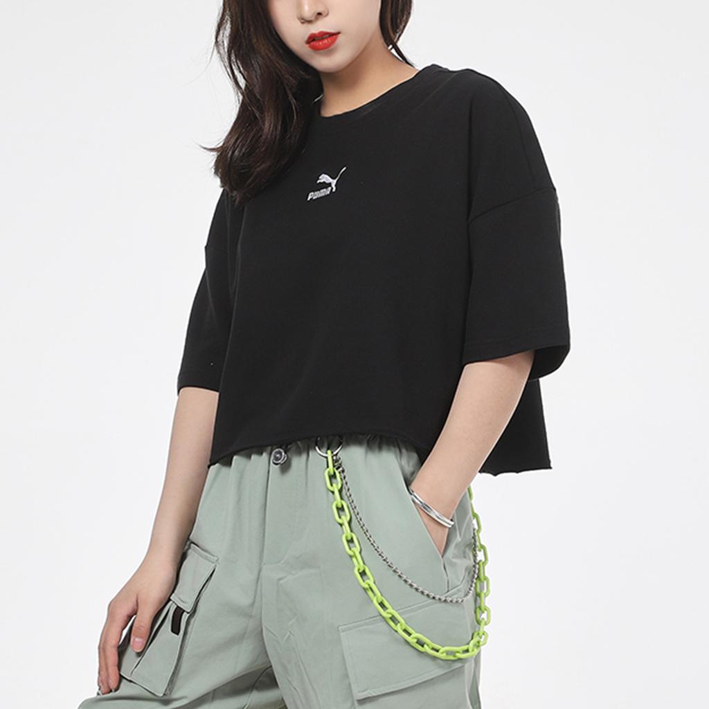 Puma CLASSICS Укороченные топы Женские Черный Круглый вырез Умеренный 532639-01