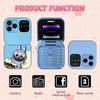 New I16 Pro Cute Labubu Flip Block Mobile Phone Dual SIM Cards 1.77" Screen Speed Dial Magic Voice Blacklist Mini Box Cellphone 3.5mm Jack