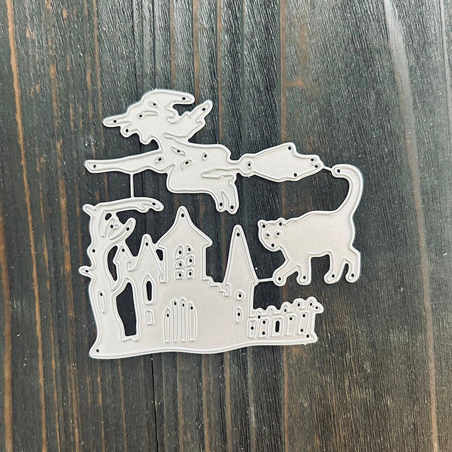 Хэллоуин Ведьминский замок Металлический режущий штамп Шаблон для тиснения бумаги DIY Альбом для фотографий Открытки Изготовление Скрапбукинг Вырубка